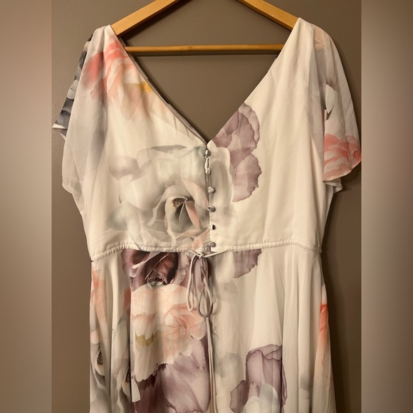 CITY CHIC Bella Rosa Ivory Maxi Dress Size 16 - Picture 8 of 11